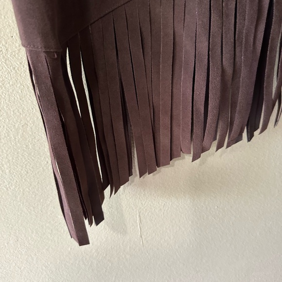 Denim&Co Asymmetrical Brown Fringe Skirt - Picture 3 of 4